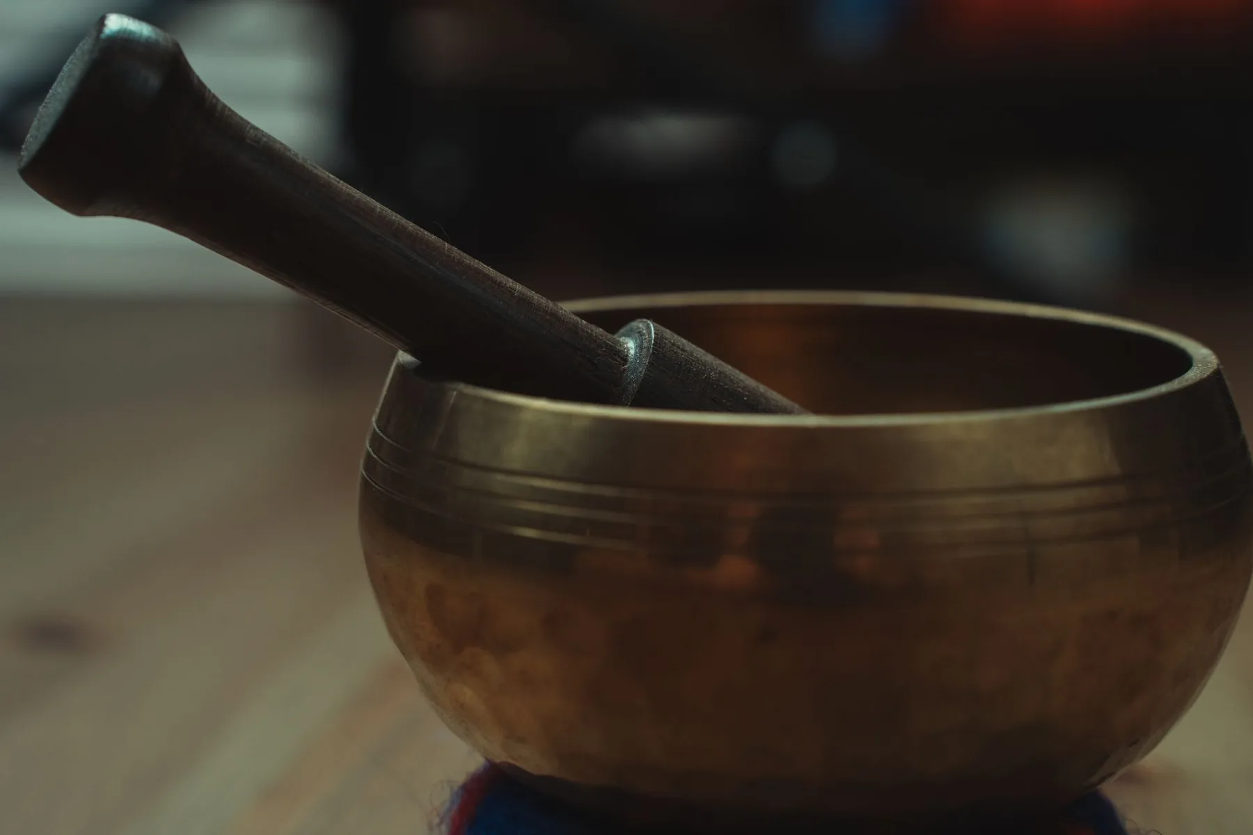 Tibetan singing bowl with wooden mallet