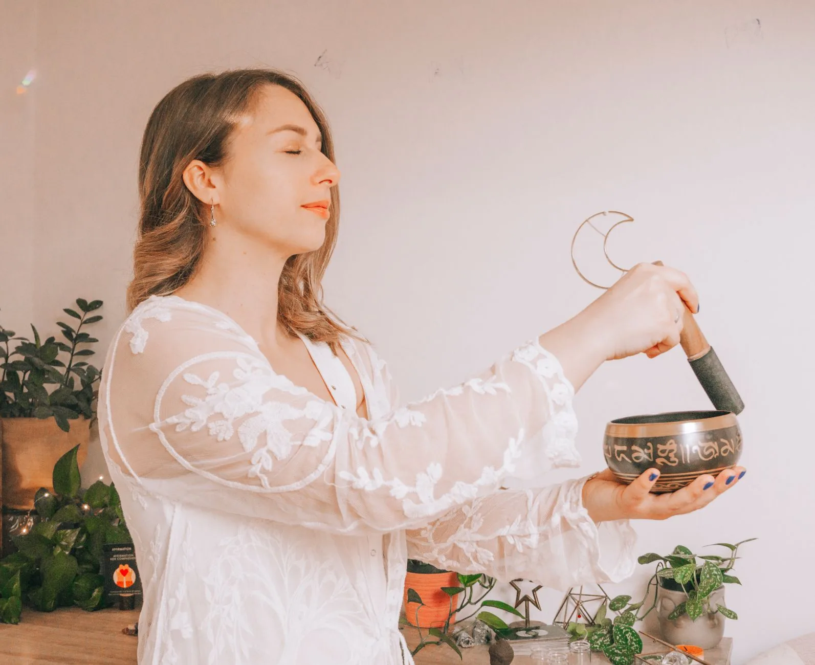 Tibetan singing bowl with a meditation mallet Tibetan singing bowl with a meditation mallet