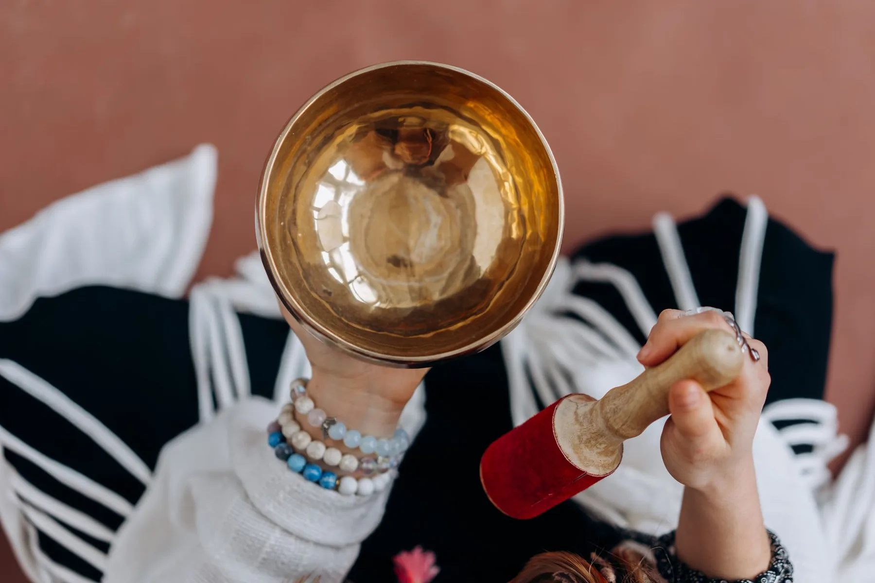 Tibetan singing bowl with wooden mallet Tibetan singing bowl with wooden mallet