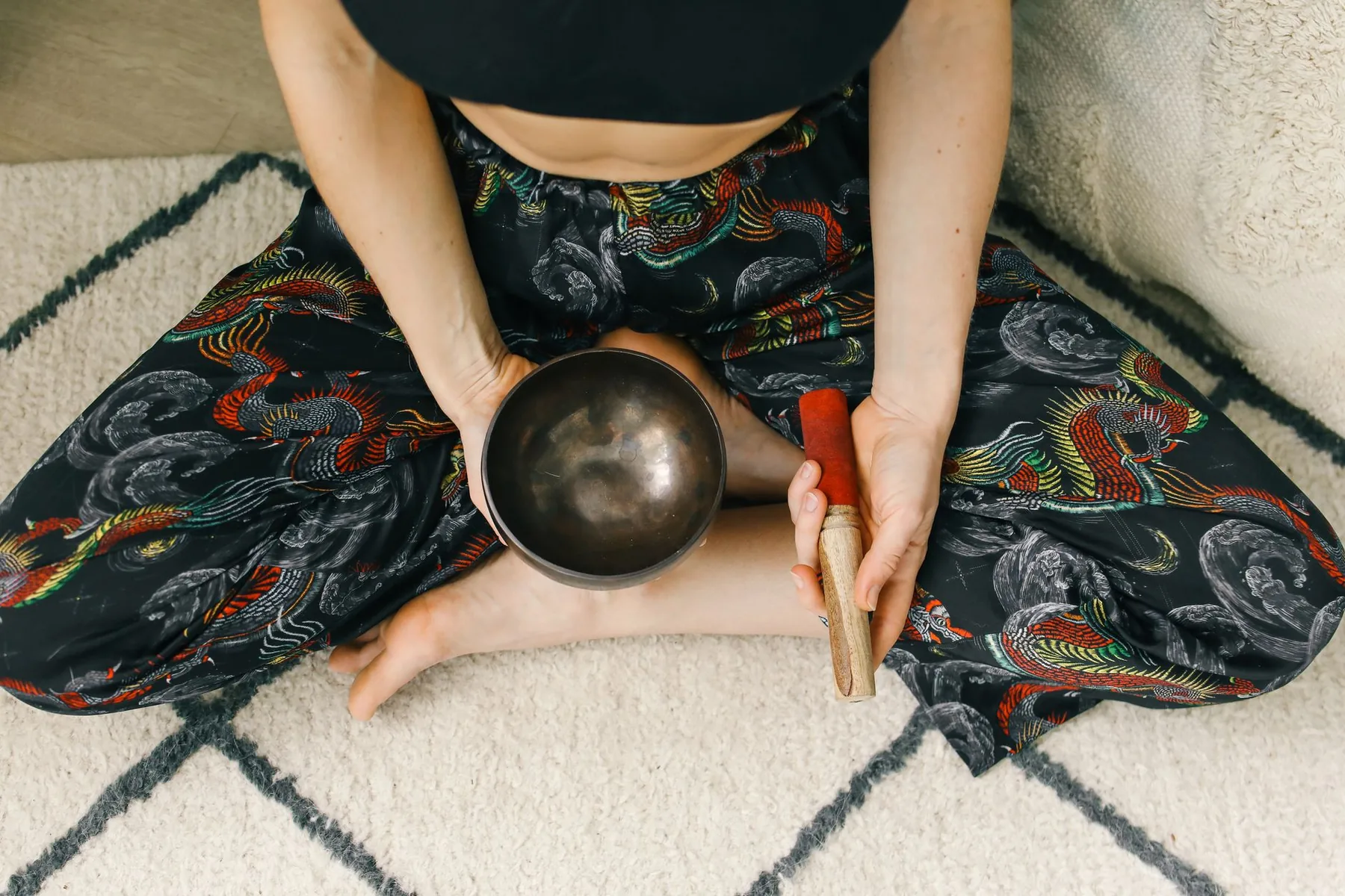Tibetan singing bowl with meditation mallet Tibetan singing bowl with meditation mallet