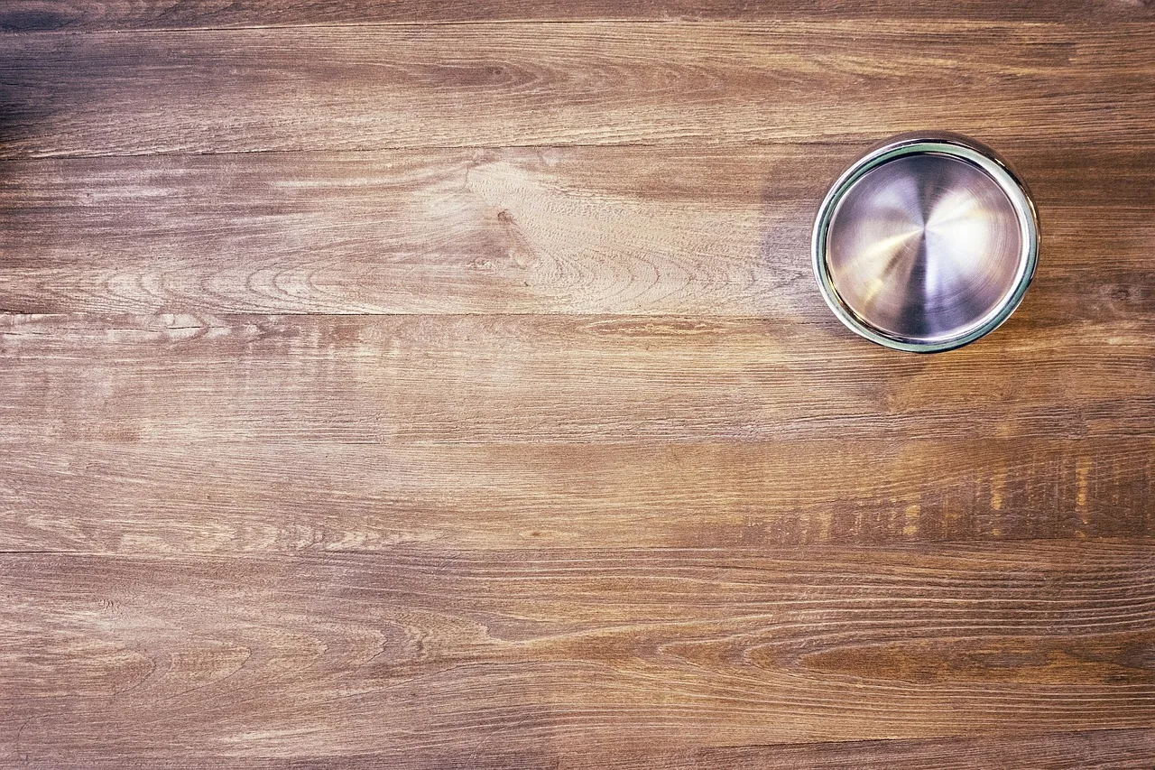 Tibetan singing bowl on a wooden table