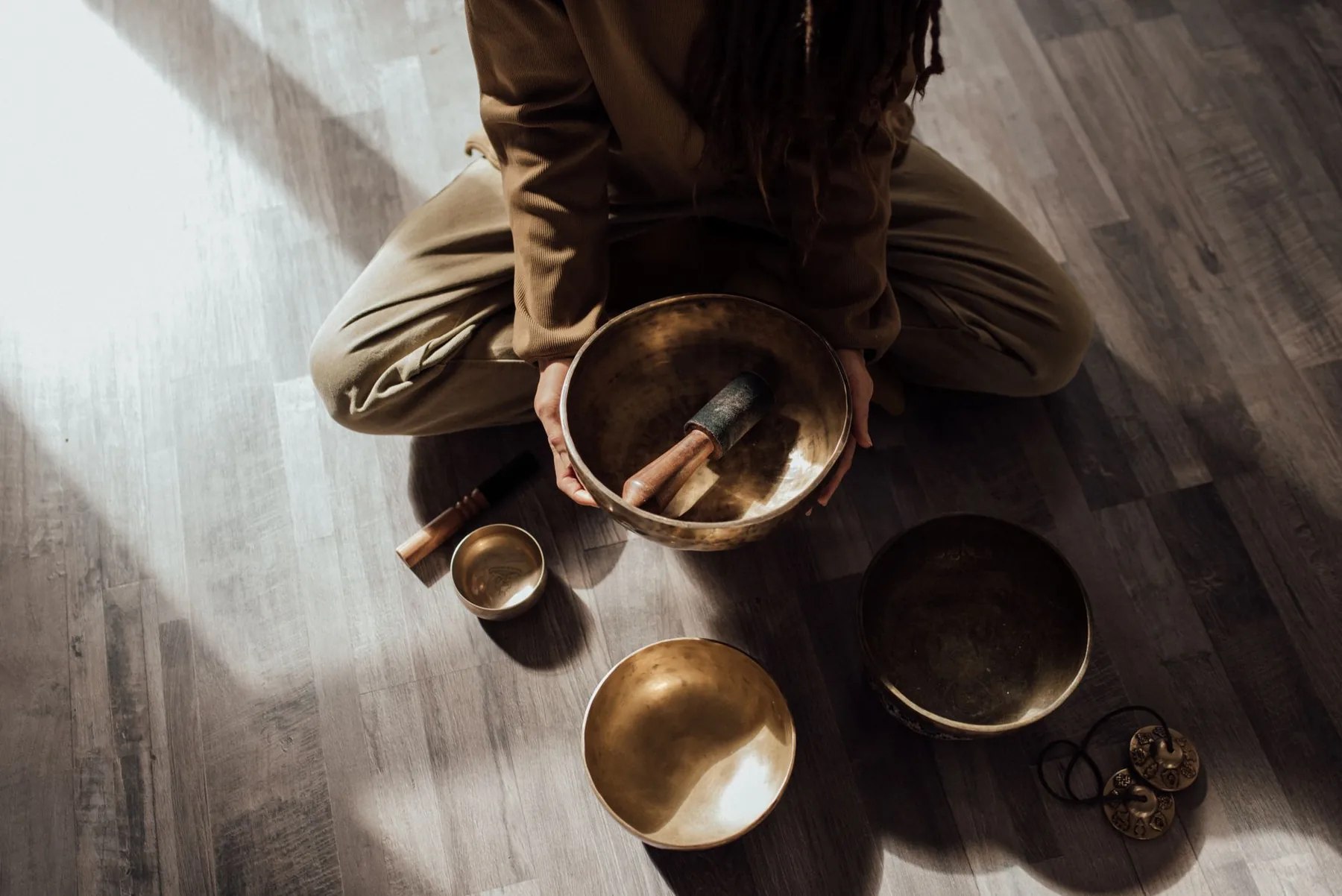 Tibetan singing bowl and mallet Tibetan singing bowl and mallet
