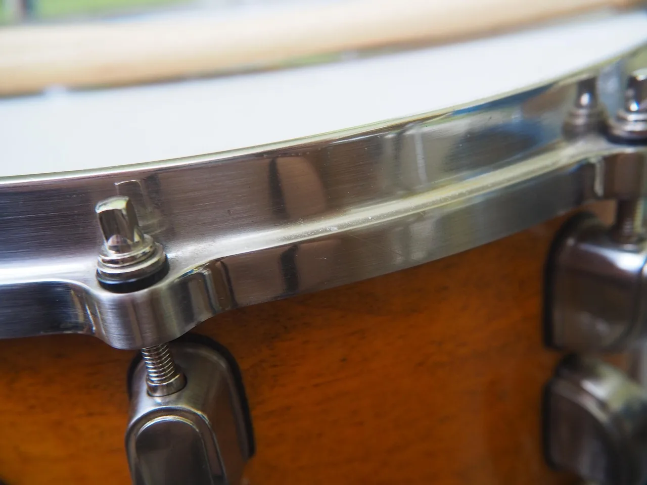close-up of an acoustic drum close-up of an acoustic drum