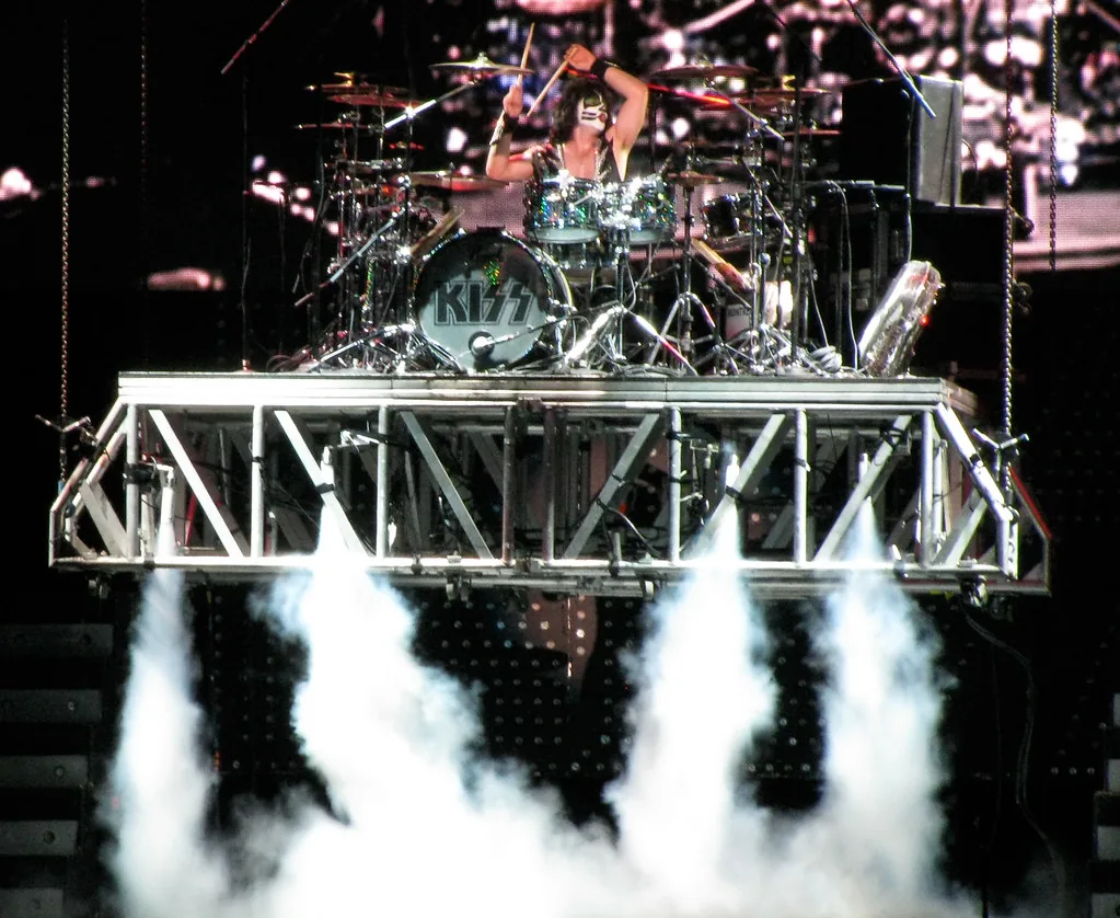 drummer on stage with drum kit drummer on stage with drum kit