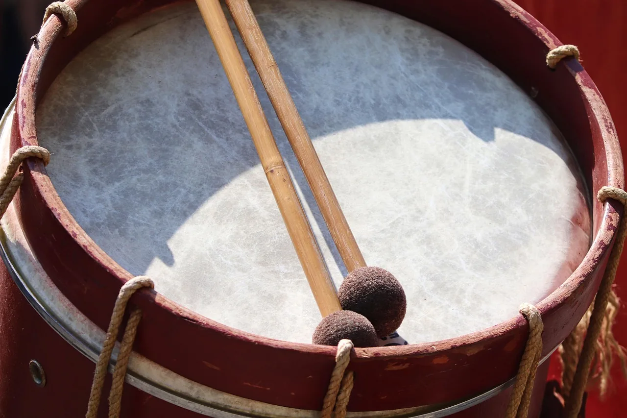 Drum and mallets in close-up