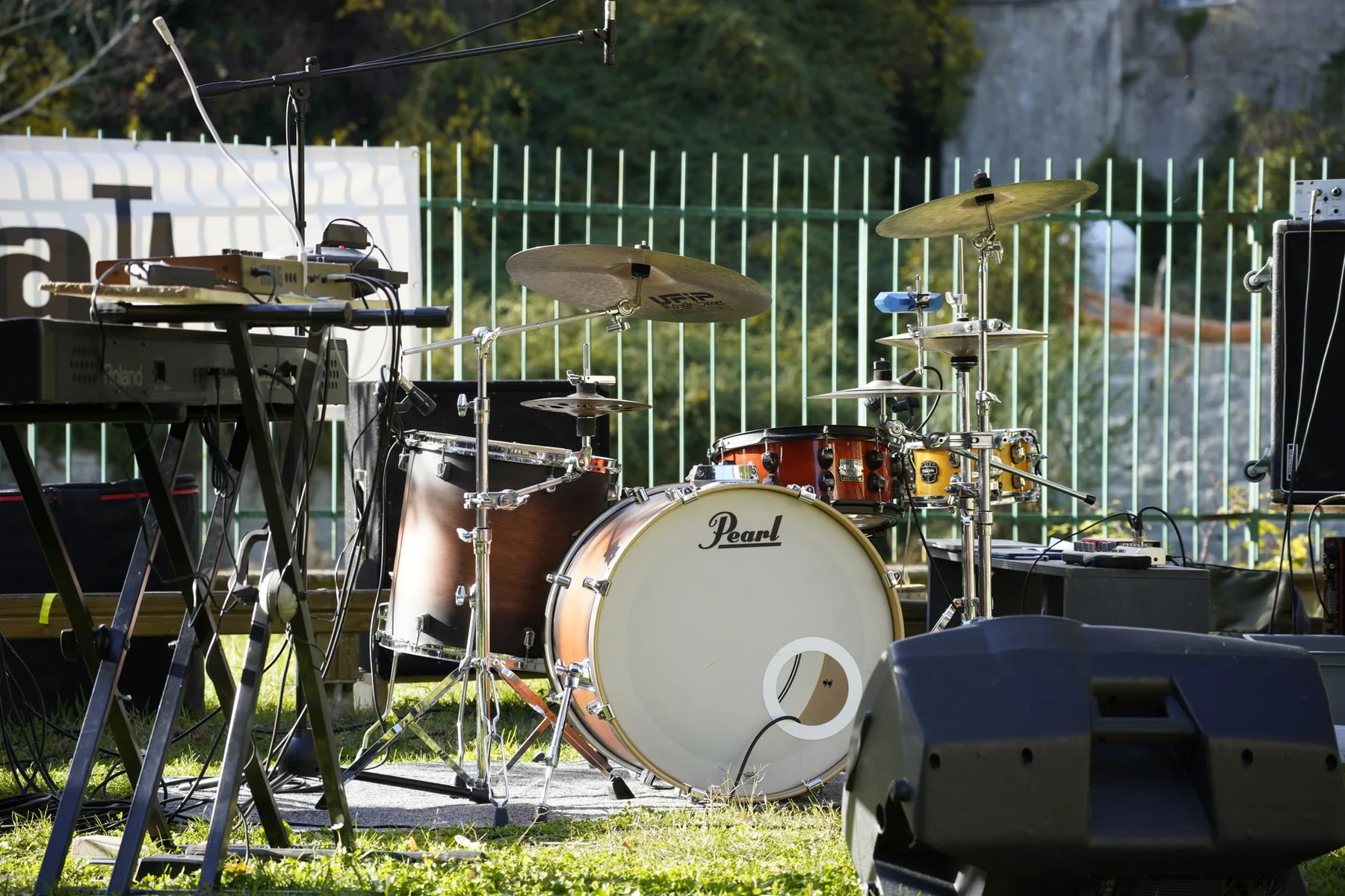 Drum kit and percussion stage
