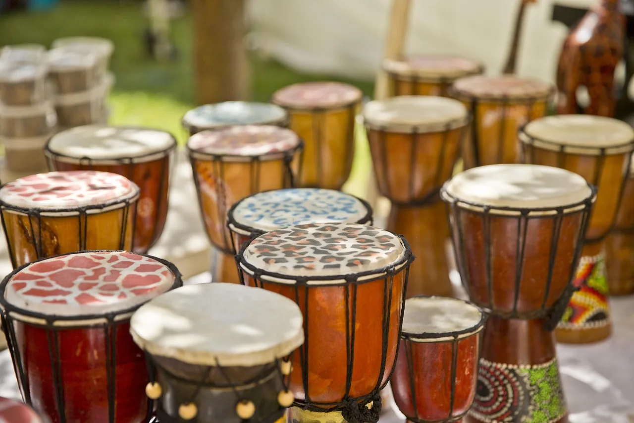 Varnished wooden artisan drums