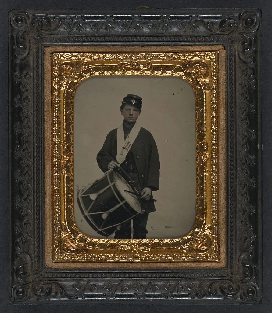 Young vintage military drummer framed Young vintage military drummer framed