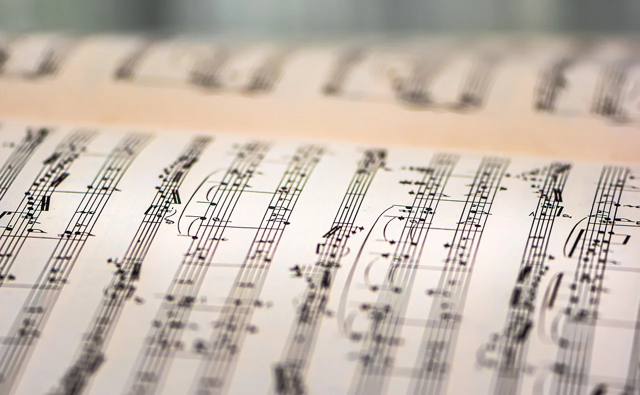 Musical score with close-up notes Musical score with close-up notes